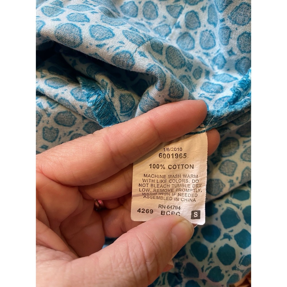 Peaches Small‎ Women's Scrub Top Teal Dot Print Blue Cute Sleeves - Picture 14 of 14